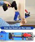 All Metal Pocket Hole Jig Drill Guide Kit For 15 Degree Angled Holes in use, featuring aluminum construction and precision alignment.