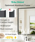 Sleek Black Recessed Medicine Cabinet With Mirror Premium Beveled Aluminum Frame 14 By 18 Inches shown with waterproof features.