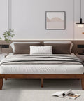 Rock Solid King Platform Bed Frame 14 Inch Profile Genuine Rubber Wood Heavy Duty Slat Support Premium Mattress Foundation No Box Spring Needed Hassle Free Setup Dark Walnut in modern bedroom setting.