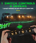 164 ft wireless remote control for 8 Gang Wireless Switch Panel with 4 control modes for off-road vehicles at night
