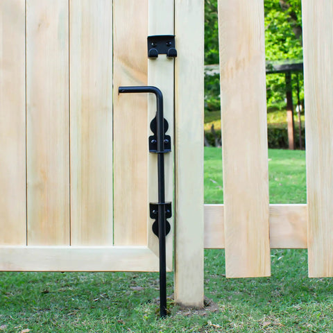 Tough 24 Inch Cane Bolt Gate Drop Rod Solid Steel Ground Anchor Rust Resistant Outdoor Yard Lock Down Bar Reinforced Shaft Stops Fence Gates From Wiggling All Season Long