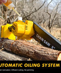 Automatic oiling system on 4 In 1 Cordless Pole Saw And Electric Pruning Shears With 8 Inch Brushless Mini Chainsaw.