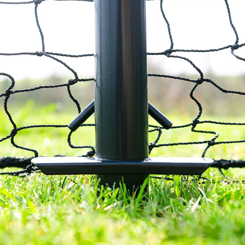 Close-up of galvanized steel upright from 35 Ft Ultimate Baseball Batting Cage With Net And Poles Package, sturdy design