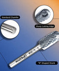 MAODWIN BSC-5 tungsten carbide rotary file; 1/4'' shank, 1/2'' cutting diameter, 1'' cutting length (side view)