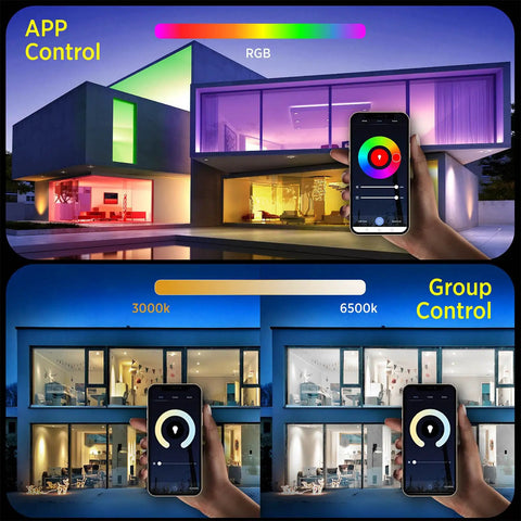 Smart Ceiling Light Flush Mount LED WiFi RGB Dimmed With Alexa And Google Home Voice Control No Fuss Low Profile Ambient Fixture app control