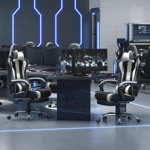 Ergonomic Gaming Chair With Massage Lumbar Support And Footrest, Pro Grade Comfort For Marathon Gaming Sessions, Height Adjustable