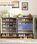 Farmhouse Style Shoe Cabinet With Two Barn Doors, 32 Inch Antique White Storage Organizer, large capacity with adjustable shelves