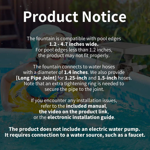 Pool Fountain Waterfall Attachment For Above Ground Pools With Frame Clamp Adjustable Width Beige Color Backyard Vibe