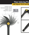 Beefy Indexable Pry Bar 33 Inch With 180 Degree Rotating Head showing 11 fixed angles and thumb knob close-up