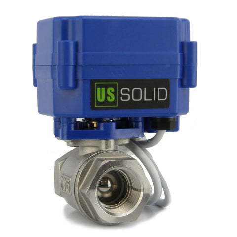Motorized One Quarter Inch Ball Valve In Stainless Steel 304, Full Port, NSF Certified For Drinking Water, 9 To 24 Volt DC