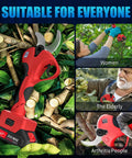 Pro-Level Cordless Pruning Shears That Rips Through 1.6 Inch Branches Like Butter With Rechargeable Batteries on green leaves.