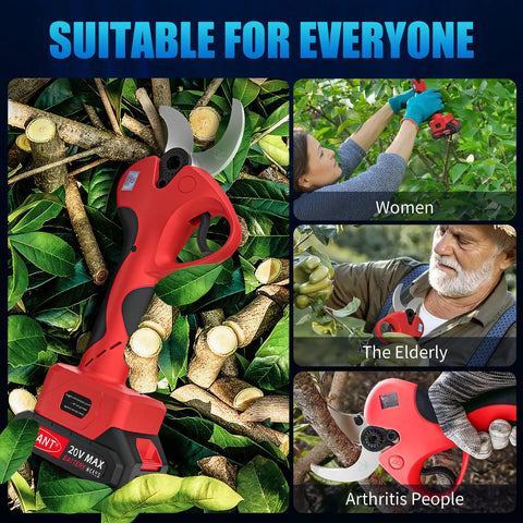Pro-Level Cordless Pruning Shears That Rips Through 1.6 Inch Branches Like Butter With Rechargeable Batteries on green leaves.