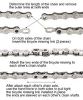 Pro Bike Chain Repair Kit With 2in1 Master Link Pliers And Chain Breaker Splitter For 6 To 10 Speed Chains Includes 6 Pairs Missing Links And Quick Links Professional Bicycle Tool Set Gray shown with instructions for inserting missing link and attaching chain