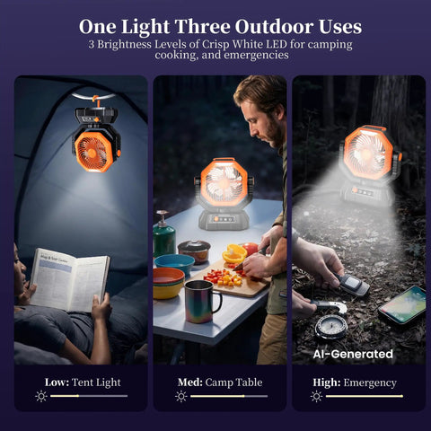 Camping Fan With Light Remote And Oscillation Battery Powered Hangin Tent Fan Rechargeable Portable for Camp Table Use
