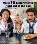 Kids exploring slime experiment with Color Chemistry Kit With 50 Experiments For Kids STEM Science Toy For Boys And Girls Ages 7 8 9.