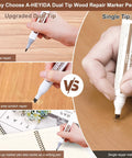 A-HEYIDA Dual Tip Wood Repair Marker Pen for precise scratches, shown in use on wood surface for restoration.