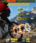 Mountain biker with All Terrain Electric Mountain Bike For Adults With Full Suspension 1500W Peak Brushless Motor 31MPH 48V 20Ah
