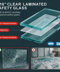 9/16" clear laminated safety glass stacked with PVB film, ANSI & SGCC certified for Six Panel Ready To Roll Glass Deck Railing Kit.