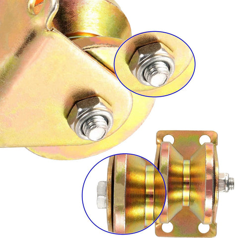 Close-up of 2 Inch V Groove Wheel Heavy Duty Caster Wheel with V Shaped Steel Sliding Gate Roller Bracket for industrial use