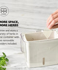 Fresh Herb Keeper For The Fridge With Flip And Slide Lid Acrylic Storage with removable dividers for organized herb storage.