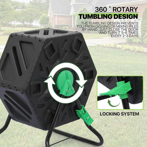 80 Gallon Outdoor Compost Bin BPA Free Material All Season Durable Yet Lightweight No Hassle Setup for fertile soil