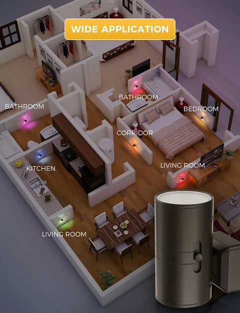 LED Night Light Plug In Wall Color Changing RGB With Dusk To Dawn Sensor in model home showing wide application in rooms
