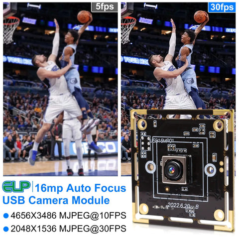 16MP Autofocus USB Camera Module With 4K UVC USB 2.0, 68 Degree Mini Lens IMX298 for computer, laptop. Close-up view.