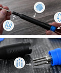 All In One Electronics Repair Kit With 16 Precision Bits And Magnetic Screwdriver showing knurled grip and bit installation.