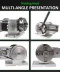 K12-65mm Rotary Table With 54mm Tailstock And 4 To 1 Reduction For CNC Router Engraver 4th Axis Includes K02-63mm 4 Jaw Chuck And Nema17 Stepper Motor in multi-angle view