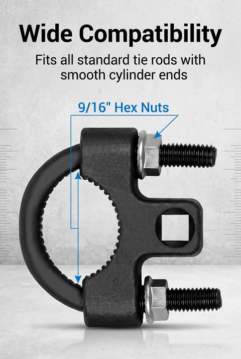 Heavy Duty Carbon Steel Inner Tie Rod Wrench With Low Profile 3/8 Inch Drive Fits 30 To 33 Millimeter Steering Ends with 9/16 inch hex nuts