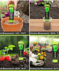 All In One Digital Soil Moisture And EC Meter For Indoor Plants And Gardens No Guesswork Quick Accurate Hygrometer For Watering Potted Plants Garden Beds Compost Nurseries And Farmers measuring soil moisture, EC, and temperature