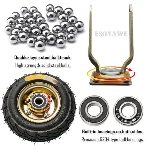 Tough As Nails Smooth Rolling Heavy Duty Pneumatic Rubber Casters 4 Pack 8 To 10 Inch Swivel Wheels with ball bearings and tire.