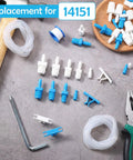 Pro Grade Brake Bleeder Kit For Cars And Motorcycles With 22 Inch Clear Hose 12 Adapters In White And Blue Clips PTFE Tape