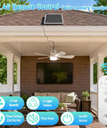 20 Inch Solar Ceiling Fan With 20000 Mah Battery And 30 Watt Panel Keeps Your Crew Chill On Hot Days Remote Control Dimmable Lights in patio