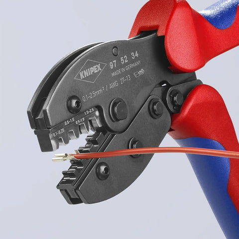 4-Position Contact Crimping Pliers For Non-Insulated Open Plug Type Connectors, Handles 0.1-2.5 Square Millimeters Wire Capacity, AWG 27-13.