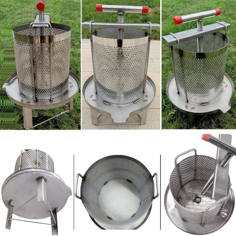 Smooth Operator Manual Honey Press And Beeswax Extractor Machine with stainless steel frame and nylon filters for homegrown juices