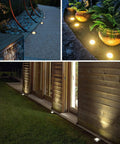 Low Voltage Landscape Lighting Kit For Outdoors, 12 Pack 7W Ground Lights With 24 Connectors installed along pathways and garden