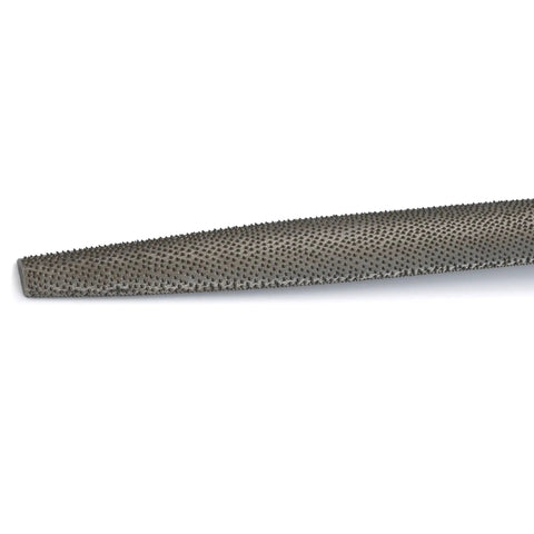 Heavy Duty Ten Inch Cabinet Rasp Smooth Cut Woodworking Essential Long Tapered Shape With Flat And Convex Sides For Badass Rough Stock Removal And Straight Up Refining On Every Joint, showing the flat and convex side texture.