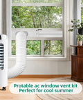 Portable Air Conditioner Window Kit With Universal Seal For Sliding Or Vertical Windows Easy Install Includes 5.9 Inch Exhaust Hose And Adapter Sealing Tape Window Seal Plates Screws And More For A Tight Leak Free Fit installed in sliding window.