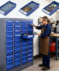 Beefy Heavy Duty Small Parts Storage Organizer With 40 Blue ABS Drawers, 25 Inch High Steel Nuts And Bolts Cabinet For Screws Nails And Fasteners