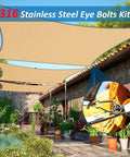 316 Stainless Steel Eye Bolts Kit for outdoor shade setup with garden view