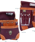 Pro-Grade Full-Grain Leather Tool Belt Rig In Maroon With Deep Pockets For Nails Bolts Tape And Tools Carpenter Framer Roofer And Drywaller Gear All-In-One Leather Tool Organizer For Pros
