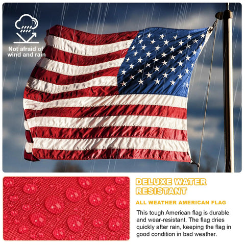 Heavy Duty 5x8 American Flag For Outdoor Use Built To Last Embroidered USA Stars And Stripes All Weather Exterior Flag