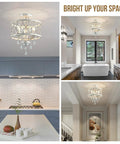 Straight Up Stunning Three Light Semi Flush Mount Crystal Ceiling Light Fixture In Vintage Rustic White Finish For Farmhouse Hallway Kitchen Entryway Bedroom Or Living Room in modern kitchen.