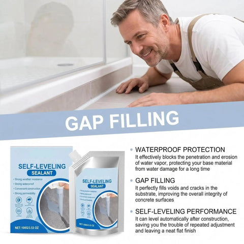 Slick Self Leveling Concrete Crack Filler With Heavy Duty Waterproof Sealant For Walls Floors And Driveways Zero Mess applied for gap filling under a shower