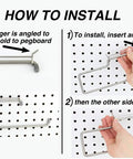 How to install One Handed Tear Pegboard Paper Towel Holder, Stainless Steel, Hooks to Any Pegboard with step-by-step diagram