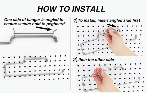 How to install One Handed Tear Pegboard Paper Towel Holder, Stainless Steel, Hooks to Any Pegboard with step-by-step diagram