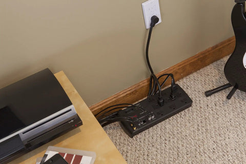 Beefed Up Heavy Duty Surge Protector Power Strip With 3020 Joules Eleven Outlets Sliding Safety Shutters in home setup