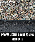Close-up of Brown 20 Foot No Dig Yard Edging Kit For Landscaping And Flower Beds 2 Inch High With 18 Edging Stakes Easy Install