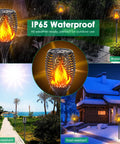 Lit Solar Flame Torch Lights For Outdoors With 99 LED Flickering Flames 43 Inch Waterproof Pathway Lights Solar Powered